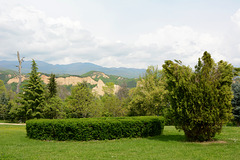 Bulgarian Mountain Landscape with Melnik Sandstone Pyramids on the Background