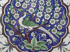 Detail of an Octagonal Tile Depicting a Peacock in a Prunus Tree in the Brooklyn Museum, May 2011