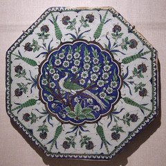 Octagonal Tile Depicting a Peacock in a Prunus Tree in the Brooklyn Museum, May 2011