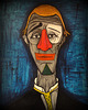 mes peintures, une copie en 1971 du "Clown de Bernard Buffet" d'après une carte postale
