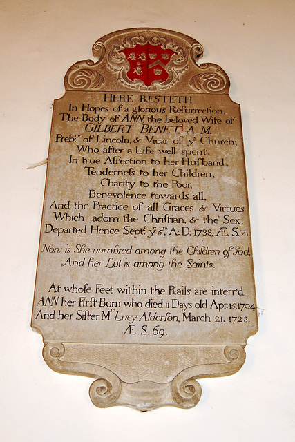 Monument to Ann Benet, Reepham Church, Lincolnshire