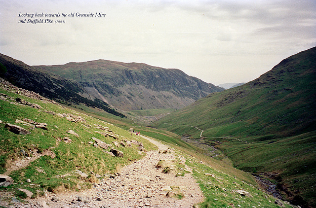 Looking back  towards the old Greenside Lead Mine and Sheffield Pike (Scan from June 1994)