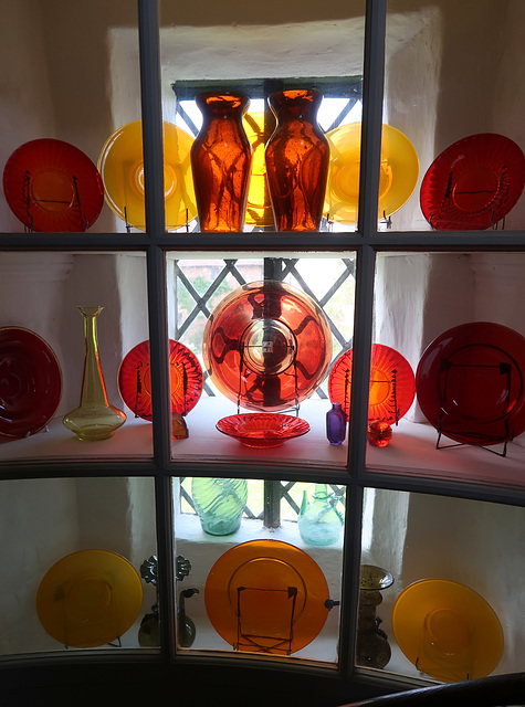 Orange glass in the window of the Tower
