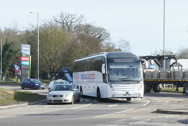 P1000452 Whippet Coaches (National Express contractor) NX27 (BV67 JZM) at Fiveways, Barton Mills - 22 Feb 2019