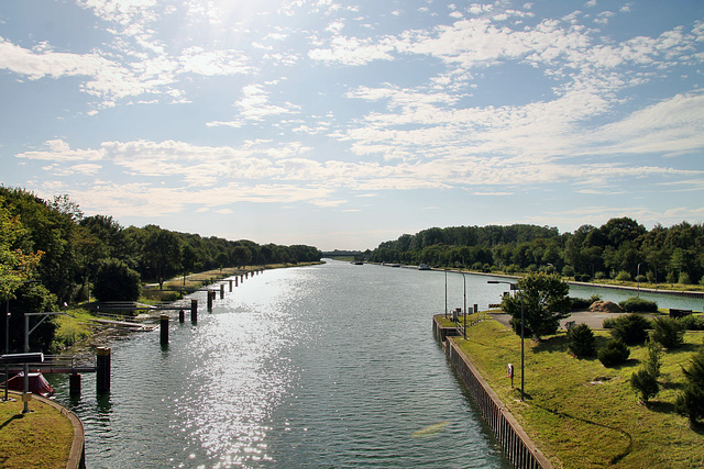 Wesel-Datteln-Kanal, Blick von der Schleuse Dorsten / 19.07.2020