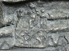 brookland church, kent, plaques showing the resurrection of christ with angels and sleeping soldiers were added to the font in the mid c13 to support fixtures for the lockable covers required after 1236
