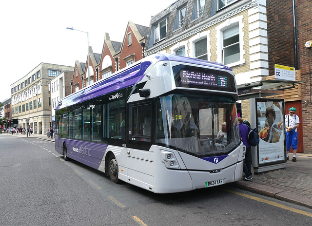 First Eastern Counties 63635 (BK24 AAE) in Norwich - 26 Jul 2024 (P1180879)