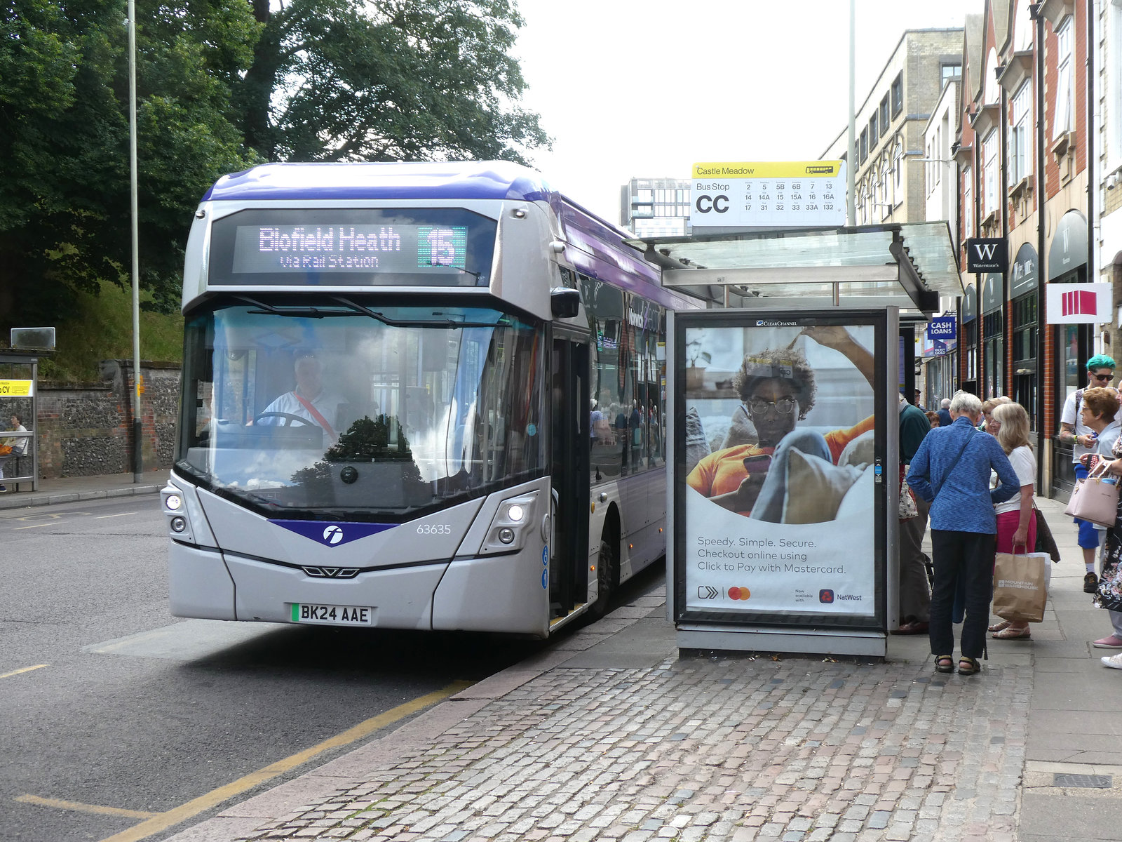 First Eastern Counties 63635 (BK24 AAE) in Norwich - 26 Jul 2024 (P1180878)