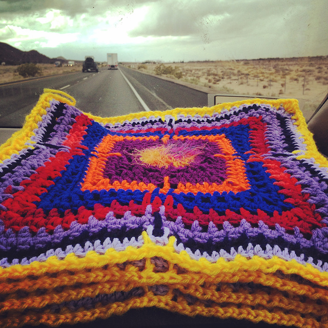 Granny squares on dashboard