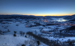 Etne in the blue hour, wide angle.