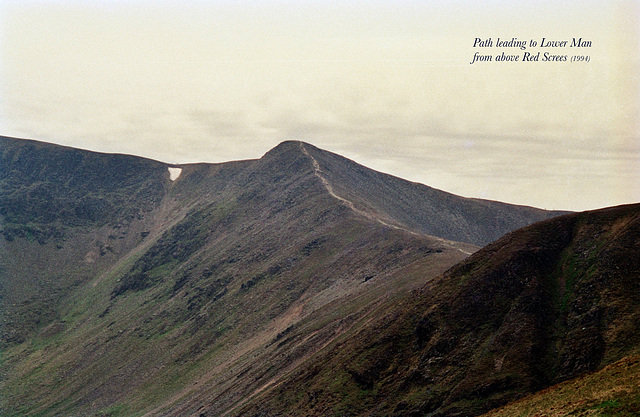 Path leading to Lower Man from above Red Screes (Scan from June 1994)