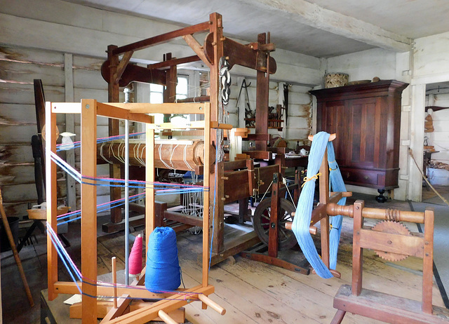 Weaving and Textile Equipment in the Cooper House in Old Bethpage Village, August 2022