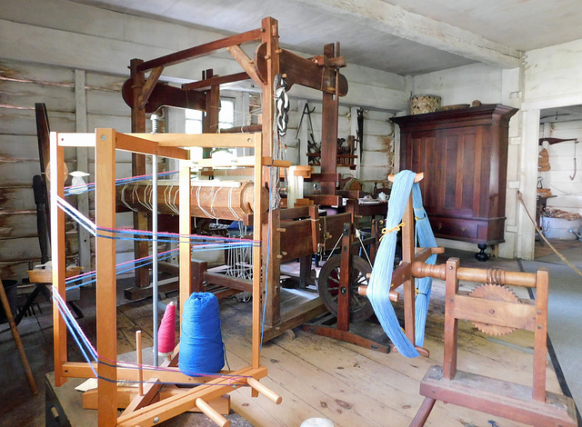 Weaving and Textile Equipment in the Cooper House in Old Bethpage Village, August 2022