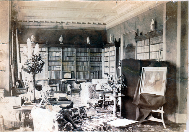 The Library, Ossington Hall, Nottinghamshire December 1890 (Demolished)