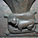 godmanchester church, hunts (15) late c15 misericord dog on woolsack