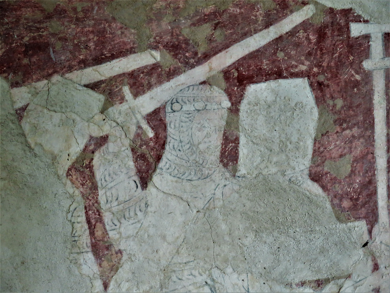 brookland church, kent  (12) c14 wall painting of the murder of thomas becket