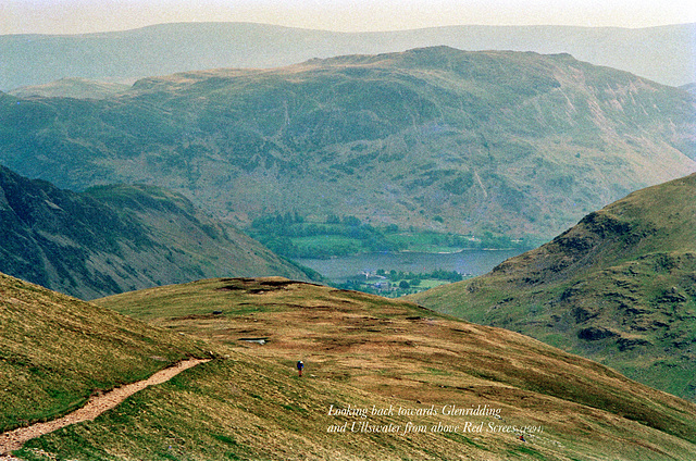 Looking back towards Glenridding and Ullswater from above Red Screes (Scan from June 1994)