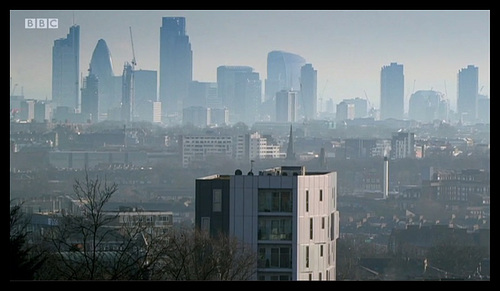 looming London skyline