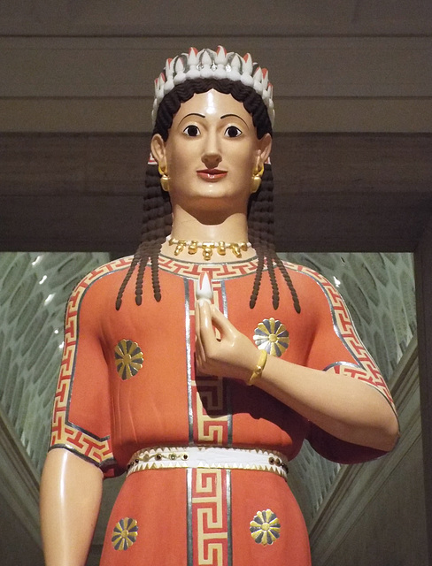 Detail of a Color Reconstruction of the Phrasiklea Kore in the Metropolitan Museum of Art, December 2022