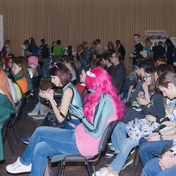 Das Publikum erwartet Cosplay-Defilee