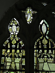brookland church, kent  (8) c14 canopies in the n.e. window glass