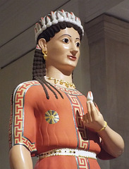 Detail of a Color Reconstruction of the Phrasiklea Kore in the Metropolitan Museum of Art, December 2022