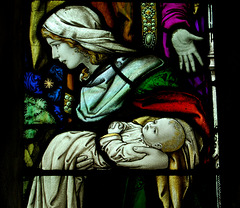 Detail of stained glass, Twyford Church, Derbyshire