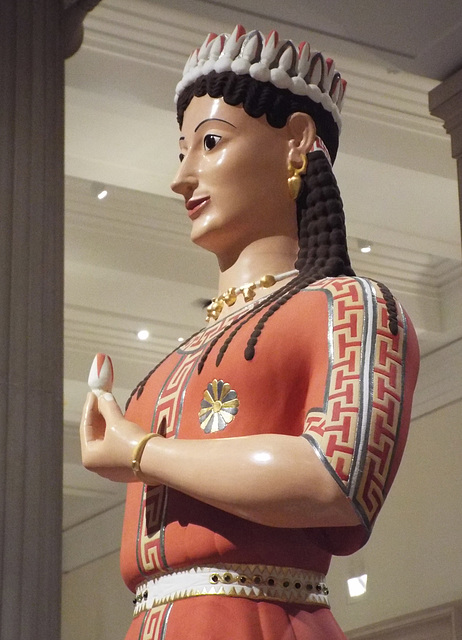 Detail of a Color Reconstruction of the Phrasiklea Kore in the Metropolitan Museum of Art, December 2022