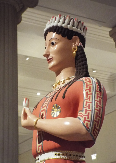 Detail of a Color Reconstruction of the Phrasiklea Kore in the Metropolitan Museum of Art, December 2022