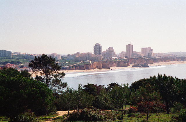 Looking over to Praia da Rocha from above Praia de Joao de Arens (Scan from 1999)