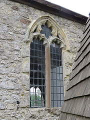 brookland church, kent  (77) mid c14 window in the north aisle behind the belfry