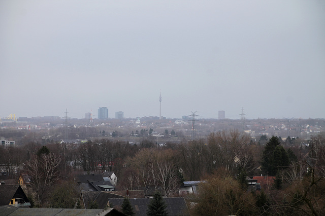 Blick auf die Dortmunder Skyline (Witten-Annen) / 8.03.2020