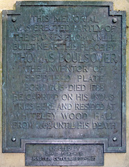 Thomas Boulsover memorial plate