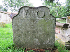 brookland church, kent  (73) c18 tombstone of william read +1756 with hourglass and ouroboros