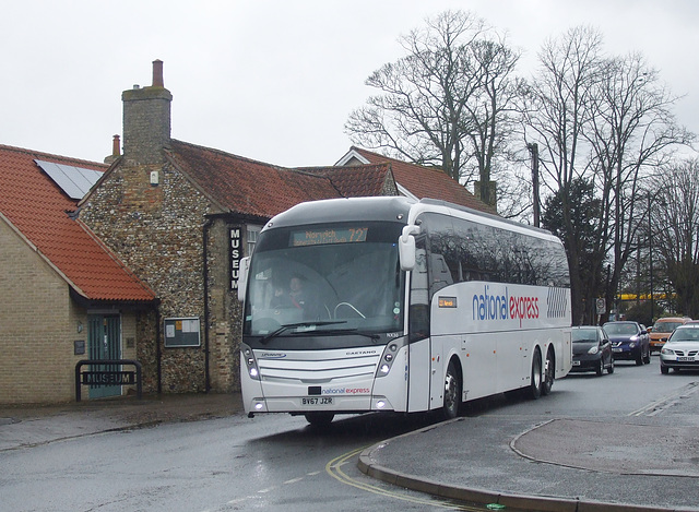 DSCF0914 Whippet Coaches (National Express contractor) NX30 (BV67 JZR) in Mildenhall - 8 Mar 2018