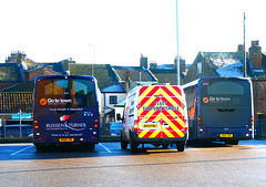Go to Town (WNCT) buses and van in King's Lynn - 14 Jan 2022 (P1100726)