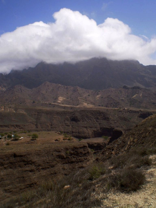 Canyon and mountains.