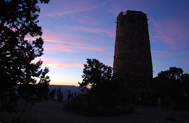 Grand Canyon - Desert View Watchtower at sunset.