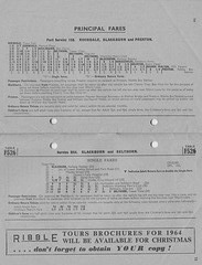 Ribble service 158 timetable leaflet, 30 Sept 1963 - Pages 14 and 15 (Principal fares)