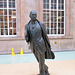 Philip Larkin in bronze at Hull Paragon Station.