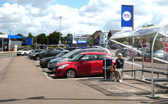 HBM: First Eastern Counties 36531 and 36551 at Tesco, Sprowston - 26 Jul 2024 (P1180867)