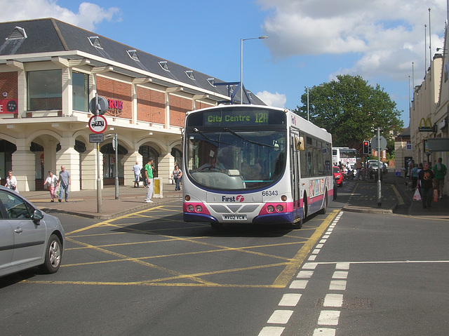 First Eastern Counties 66343 (MV02 VCW) in Wroxham - 28 Aug 2012 (DSCN8736)