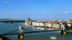 HU - Budapest - Chain Bridge and Parliament, seen from Buda