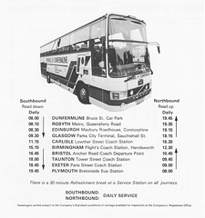 Rennie's undated timetable (Coach is A158 XFS new in May 1984)