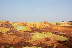 Ethiopia, Danakil Depression, Sulfur-Andesite Lava Flows in the Crater of Dallol Volcano