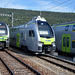 Bereit zur Abfahrt im Banhof Biel/Bienne die BLS Züge Mutz 012 und Mutz 036