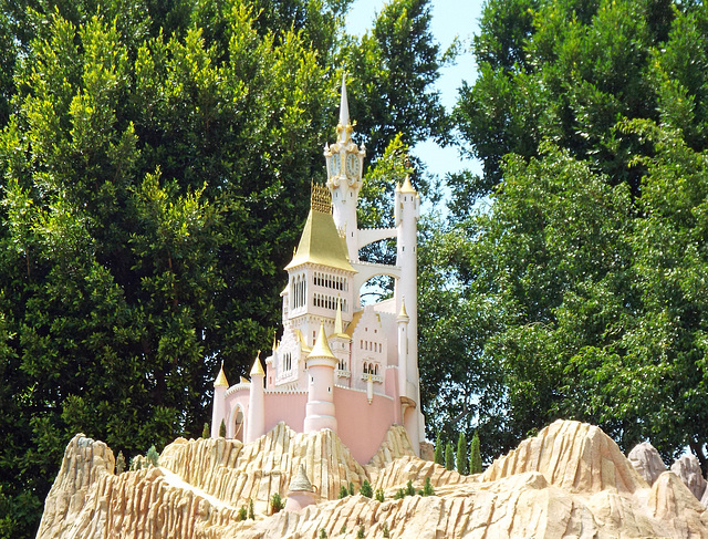 Cinderella's Castle in the Storybookland Canal Boats in Disneyland, June 2016