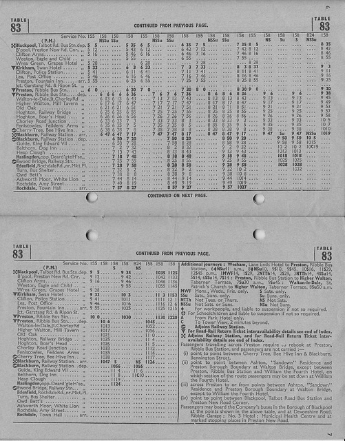 Ribble service 158 timetable, 30 Sept 1963 - Pages 6 and 7