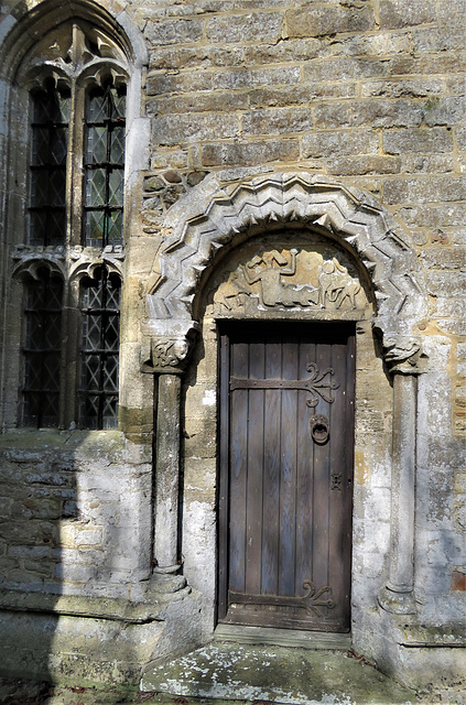 stow longa church, hunts   (8)early c12 tympanum mid c12 doorway