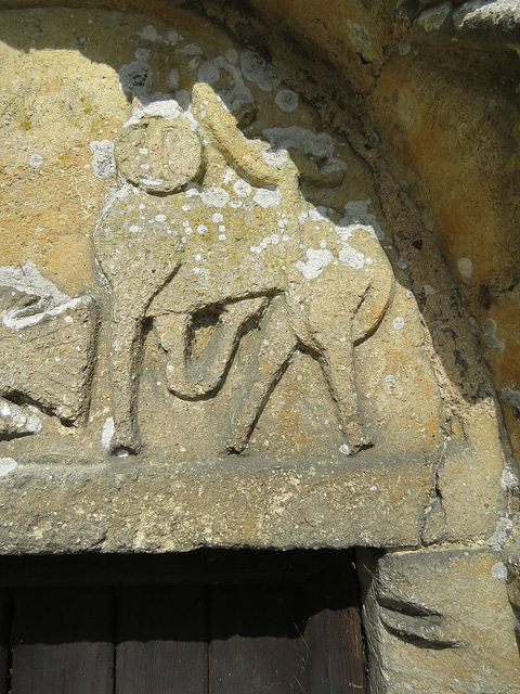 stow longa church, hunts   (10) c12 mermaid tympanum